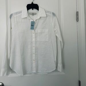 Loft XXSP White button down long sleeved blouse